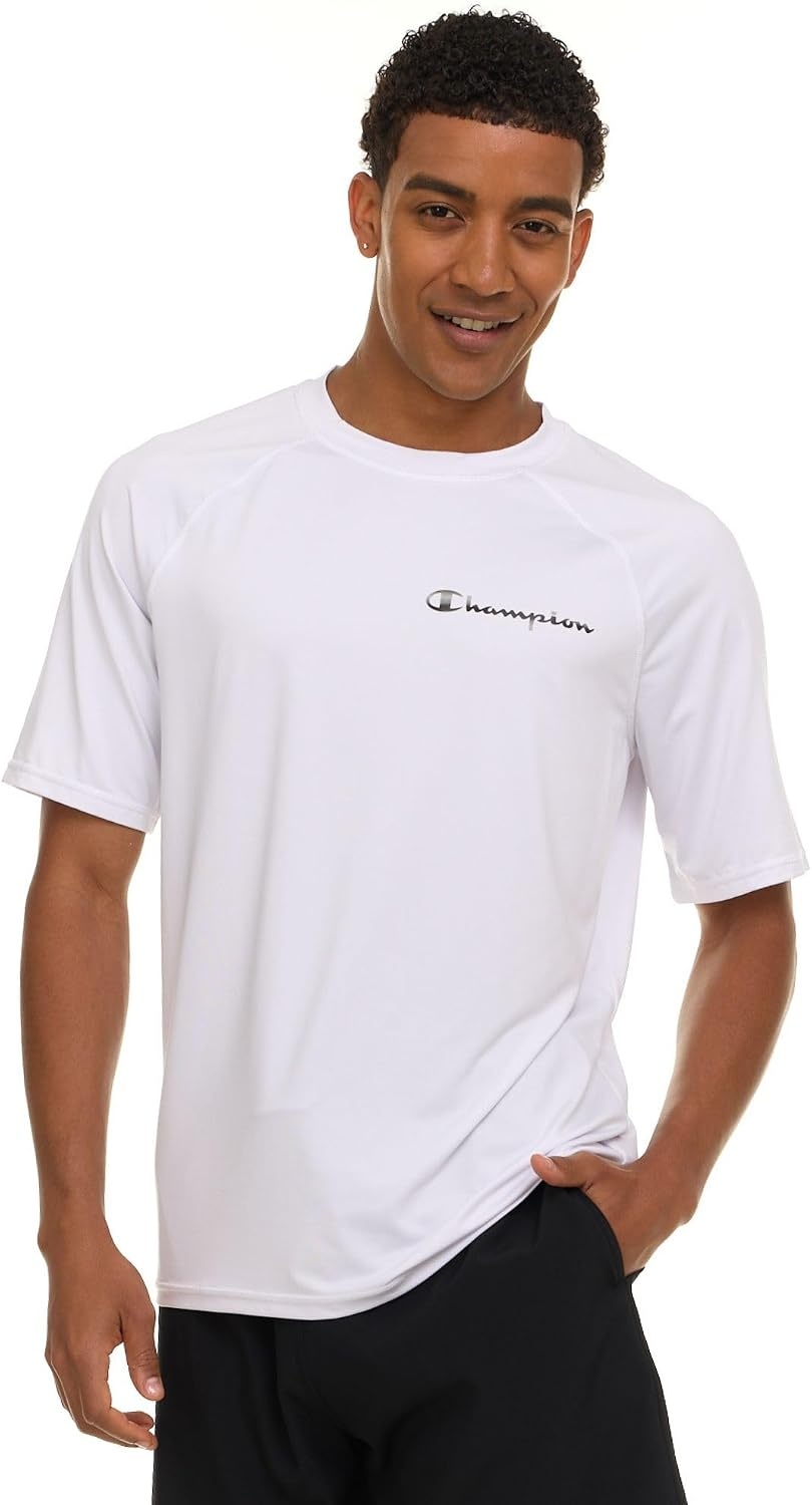 image:imageChampion Rash Guard for Men Short Sleeve Mens Swim Shirt Sun Shirt UPF 50 UV Protection SPF Quick Drying RashguardWhite