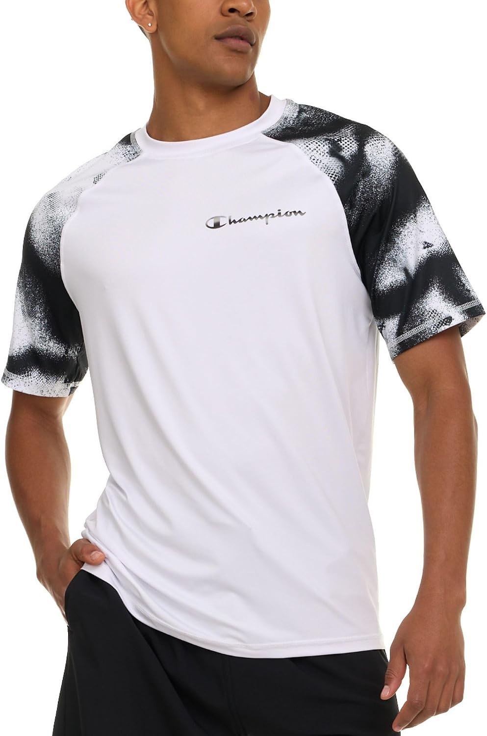 image:imageChampion Rash Guard for Men Short Sleeve Mens Swim Shirt Sun Shirt UPF 50 UV Protection SPF Quick Drying RashguardWhite Multi