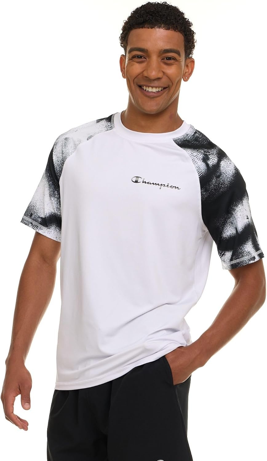 image:imageChampion Rash Guard for Men Short Sleeve Mens Swim Shirt Sun Shirt UPF 50 UV Protection SPF Quick Drying RashguardWhite Multi