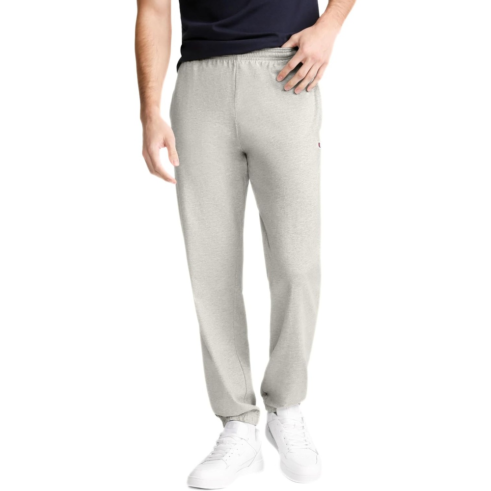 image:imageChampion Mens CinchedBottom Lounge Pants Standard Fit Lightweight 100 Cotton Available in Regular and Big amp TallOxford Gray