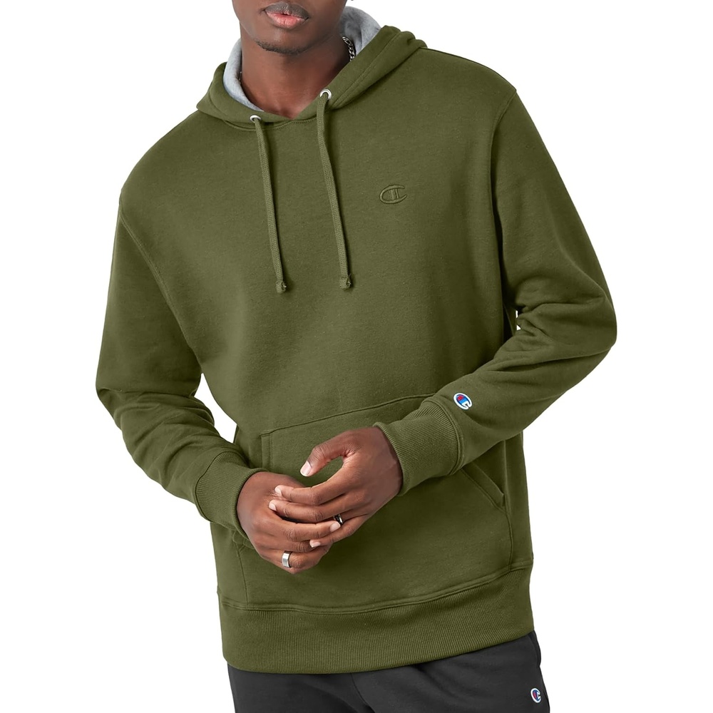 image:imageChampion Mens Pullover Fleece Hoodie Midweight C Logo Reg Or Big amp TallCargo Olive C Logo