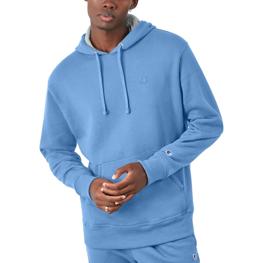 image:imageChampion Mens Pullover Fleece Hoodie Midweight C Logo Reg Or Big amp TallSwiss Blue C Logo