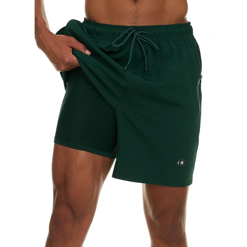 image:imageChampion Mens Swim Trunks with Compression Liner 2 in 1 Mens Bathing Suit Shorts 7 Inch Inseam Board Shorts for SwimmingGreen