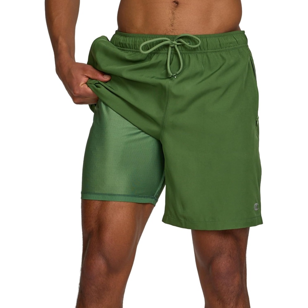 image:imageChampion Mens Swim Trunks with Compression Liner 2 in 1 Mens Bathing Suit Shorts 7 Inch Inseam Board Shorts for SwimmingRyegrass Green