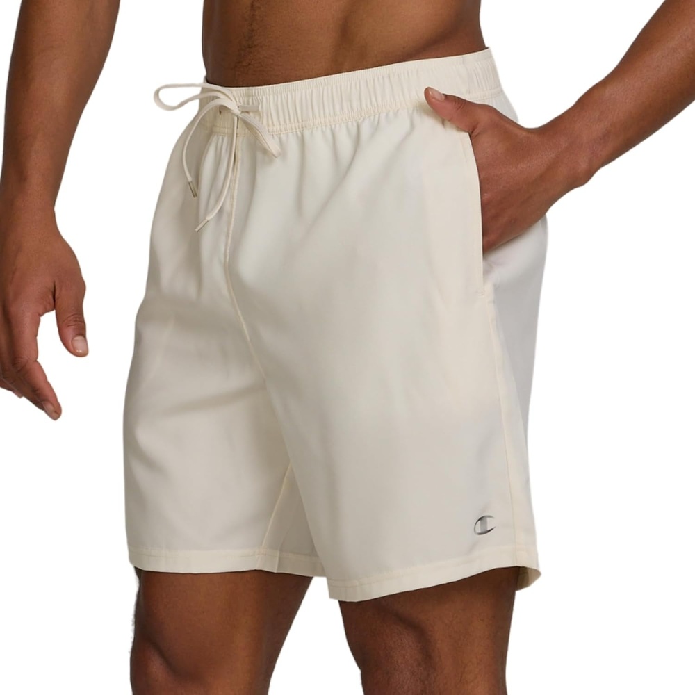 image:imageChampion Mens Swim Trunks with Mesh Liner 7 Inseam Quick Drying Mens Bathing Suit Board Shorts for Swimming and BeachIvory Canvas