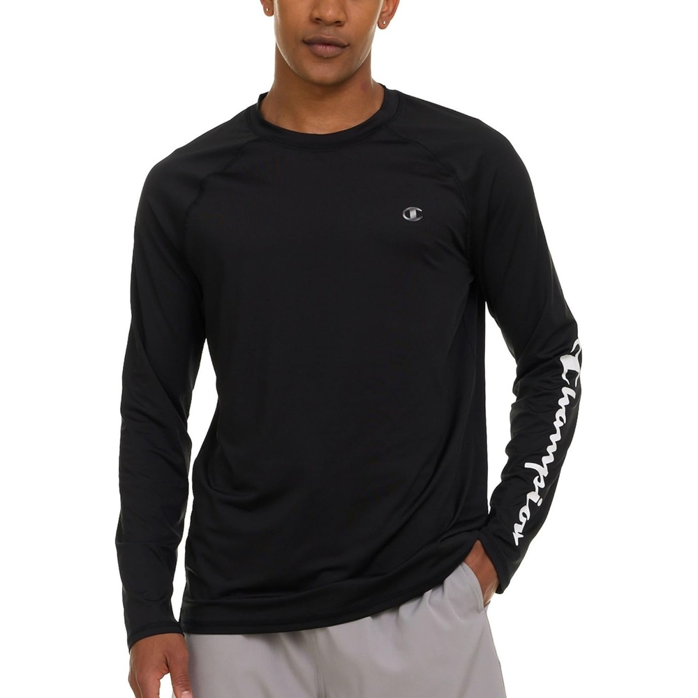 image:imageChampion Rash Guard for Men Long Sleeve Mens Swim Shirt for Fishing Hiking UPF 50 SPF Sun UV Protection Quick DryBlack