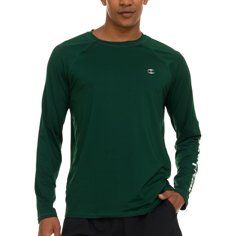 image:imageChampion Rash Guard for Men Long Sleeve Mens Swim Shirt for Fishing Hiking UPF 50 SPF Sun UV Protection Quick DryGreen
