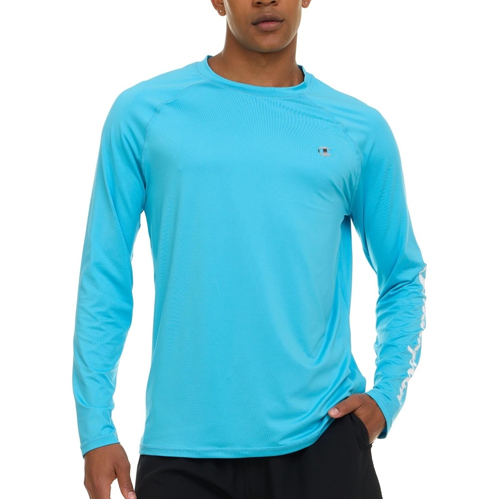 image:imageChampion Rash Guard for Men Long Sleeve Mens Swim Shirt for Fishing Hiking UPF 50 SPF Sun UV Protection Quick DryLight Blue