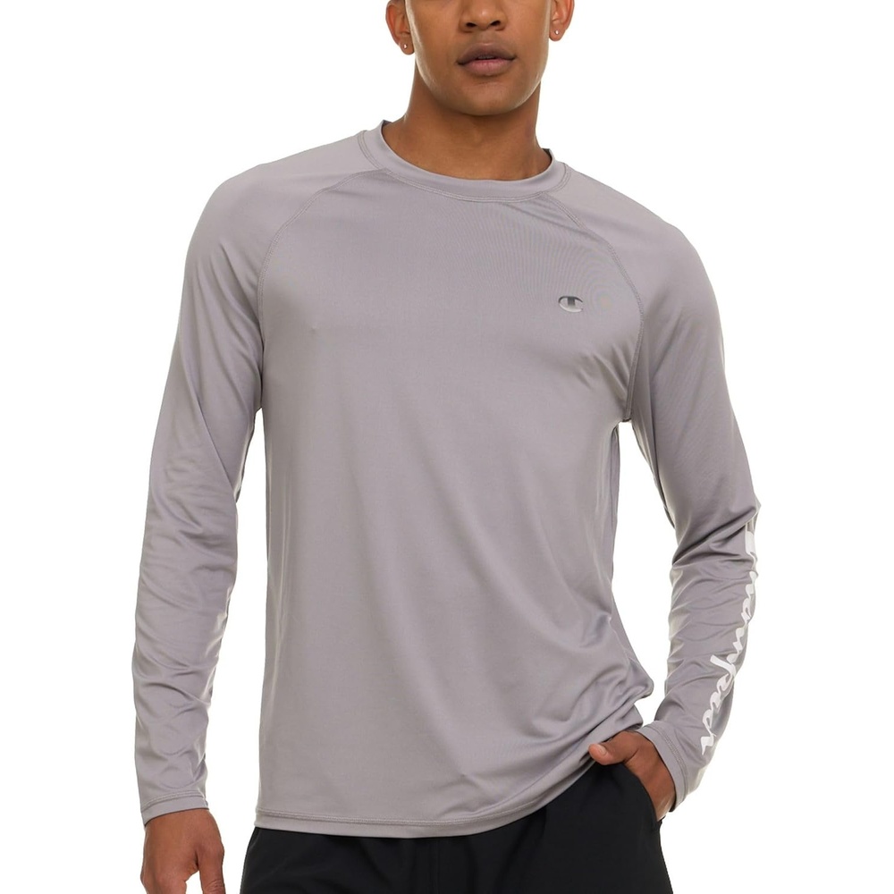 image:imageChampion Rash Guard for Men Long Sleeve Mens Swim Shirt for Fishing Hiking UPF 50 SPF Sun UV Protection Quick DryLight Grey