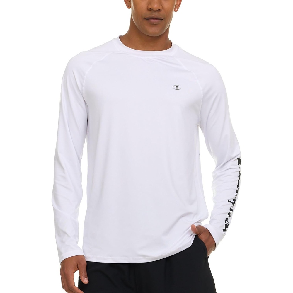 image:imageChampion Rash Guard for Men Long Sleeve Mens Swim Shirt for Fishing Hiking UPF 50 SPF Sun UV Protection Quick DryWhite