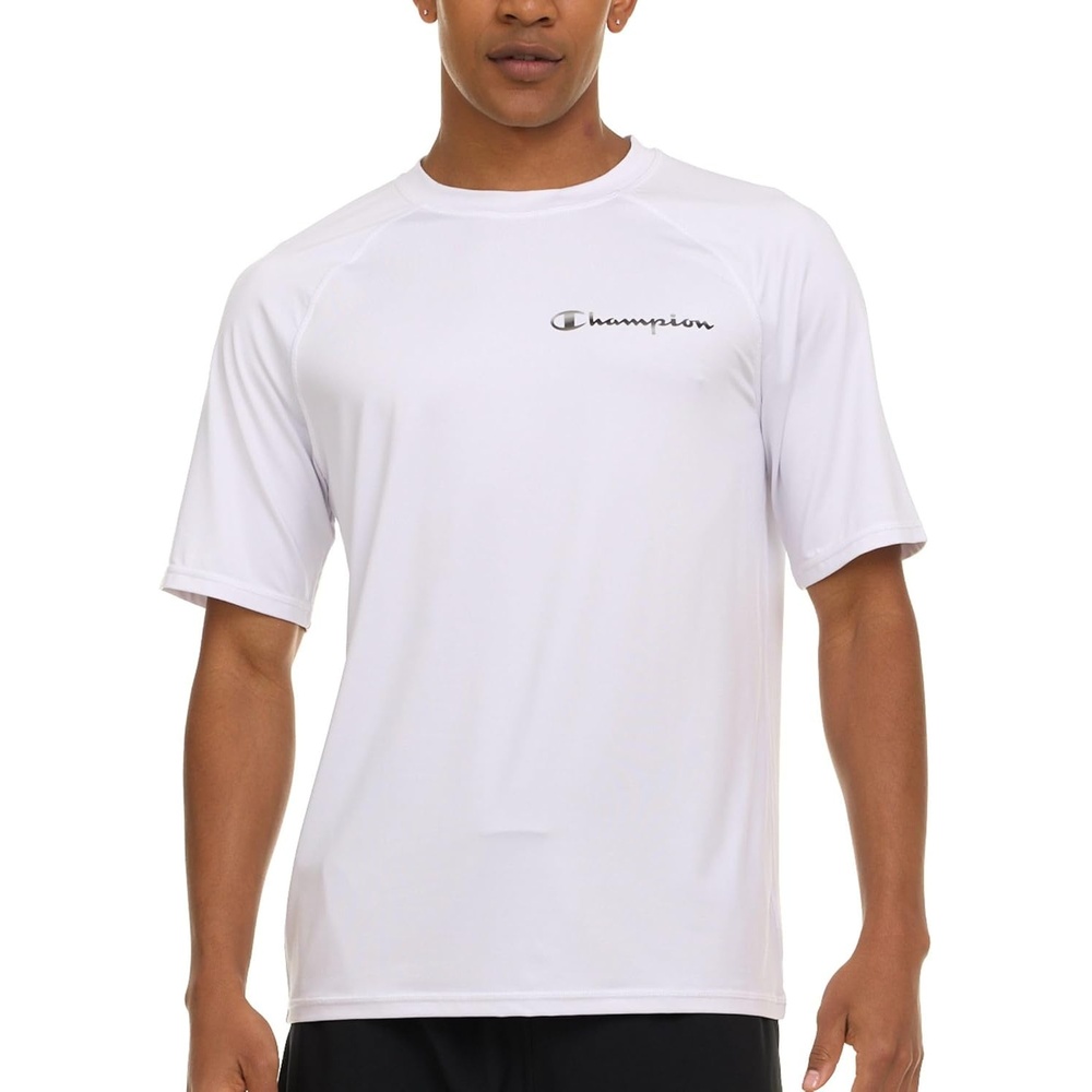 image:imageChampion Rash Guard for Men Short Sleeve Mens Swim Shirt Sun Shirt UPF 50 UV Protection SPF Quick Drying RashguardWhite