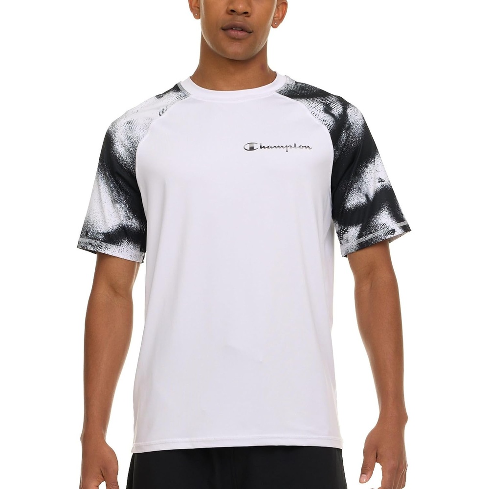 image:imageChampion Rash Guard for Men Short Sleeve Mens Swim Shirt Sun Shirt UPF 50 UV Protection SPF Quick Drying RashguardWhite Multi