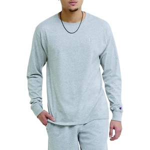 Champion Men’s Classic Long Sleeve T-Shirt, Standard Fit, C Logo, Available in Regular and Big & Tall(Platinum Silver Heather)