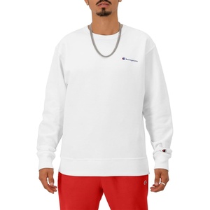 Champion Men’s Crewneck Fleece Sweatshirt, Standard Fit, Midweight, Script Logo, Available in Regular and Big & Tall(White)