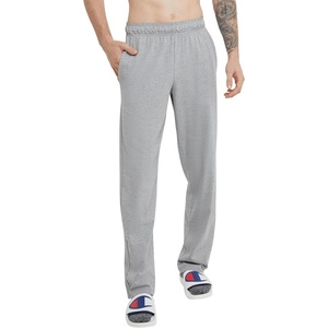 Champion Men’s Open-Bottom Lounge Pants, Standard Fit, Lightweight 100% Cotton, Available in Regular and Big & Tall(Oxford Gray)