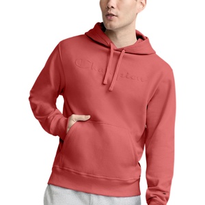 Champion Mens Pullover Graphic Fleece Hoodie, Standard Fit Midweight Fleece Classic Script Logo Available Regular, Big & Tall(Cosy Brick Red – Tonal Script Logo)