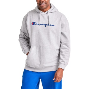 Champion Mens Pullover Graphic Fleece Hoodie, Standard Fit Midweight Fleece Classic Script Logo Available Regular, Big & Tall(Oxford Gray – Classic Script Logo)