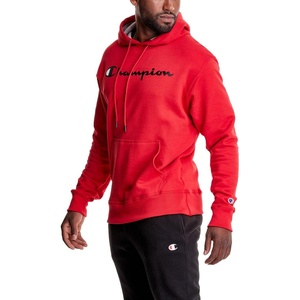 Champion Mens Pullover Graphic Fleece Hoodie, Standard Fit Midweight Fleece Classic Script Logo Available Regular, Big & Tall(Team Red Scarlet – Classic Script Logo)