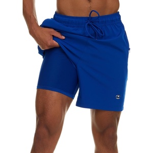 Champion Mens Swim Trunks with Compression Liner, 2 in 1 Mens Bathing Suit Shorts, 7 Inch Inseam Board Shorts for Swimming(Blue)