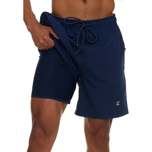 Champion Mens Swim Trunks with Compression Liner, 2 in 1 Mens Bathing Suit Shorts, 7 Inch Inseam Board Shorts for Swimming(Navy)