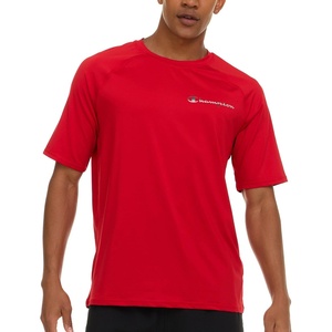 Champion Rash Guard for Men Short Sleeve, Mens Swim Shirt, Sun Shirt UPF+ 50 UV Protection, SPF Quick Drying Rashguard(Red)