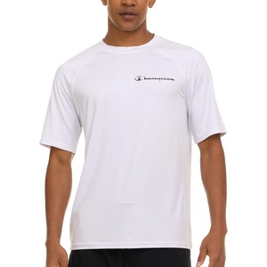 Champion Rash Guard for Men Short Sleeve, Mens Swim Shirt, Sun Shirt UPF+ 50 UV Protection, SPF Quick Drying Rashguard(White)