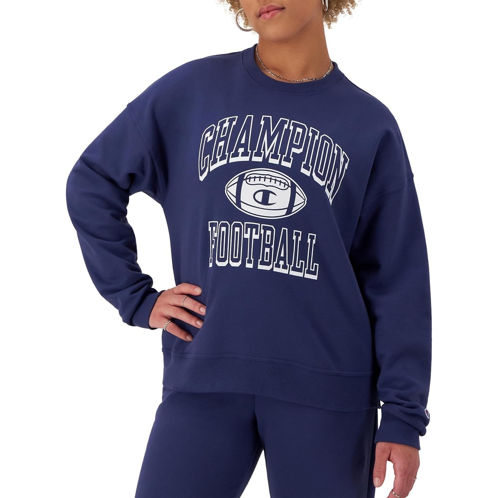 image:imageChampion Womens Sweatshirt Fleece Crewneck Sweatshirt Warm Sweatshirt for Women Plus Size AvailableBlown Glass Blue Champion Football