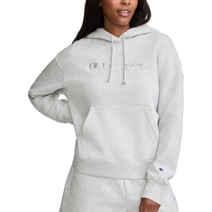 Champion Women’s Pullover Fleece Hoodie, Loose Fit, Midweight, Script Logo, Available in Regular and Plus(Oxford Gray Heather – Embroidered Script Logo)